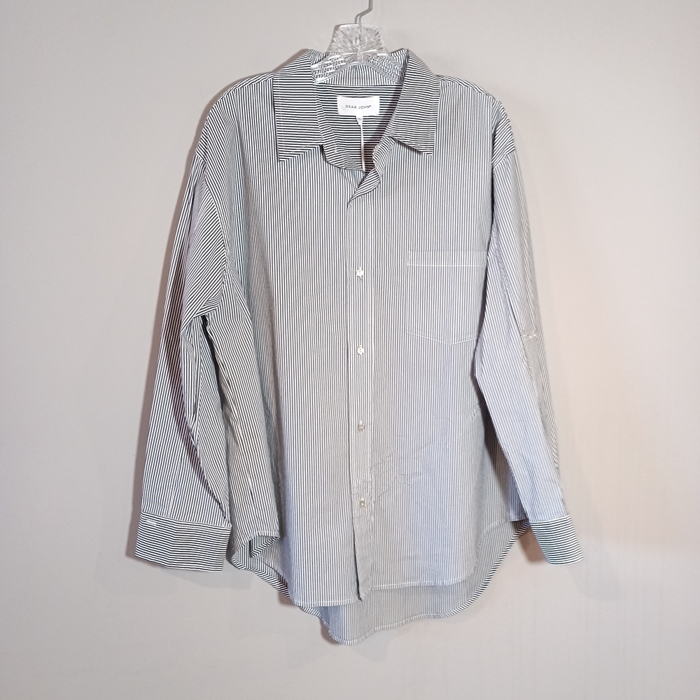 Dear John Lola Oversized Shirt Black Stripes Size L NWT New